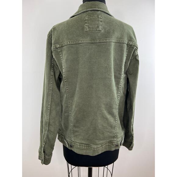 ZARA Olive Green Long Sleeve Button-Down Collared Patch Pocket Jacket Size M - Picture 7 of 8